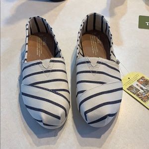 Toms Classic Flat, white/navy stripe